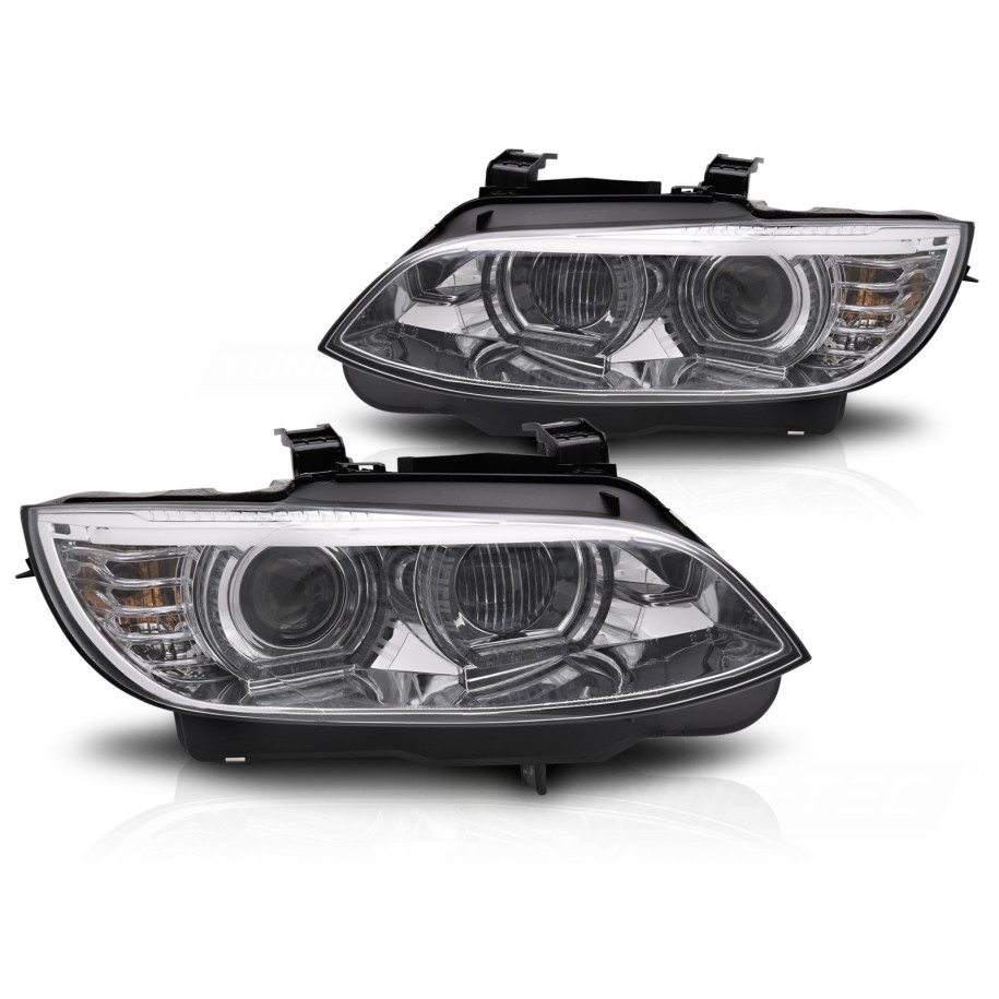 REFLEKTORY BMW E92 E93 06-10 ANGEL EYES 3D XENON YELLOW LED CHROME DRL
