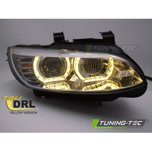 REFLEKTORY BMW E92 E93 06-10 ANGEL EYES 3D XENON YELLOW LED CHROME DRL