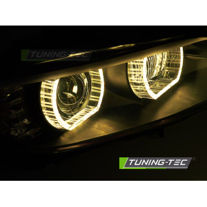 REFLEKTORY BMW E92 E93 06-10 ANGEL EYES 3D XENON YELLOW LED BLACK DRL