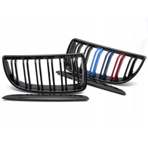 GRILL ATRAPA PRZEDNIA NERKI BMW E90 E91 05-08 GLOSSY BLACK TRI COLOUR
