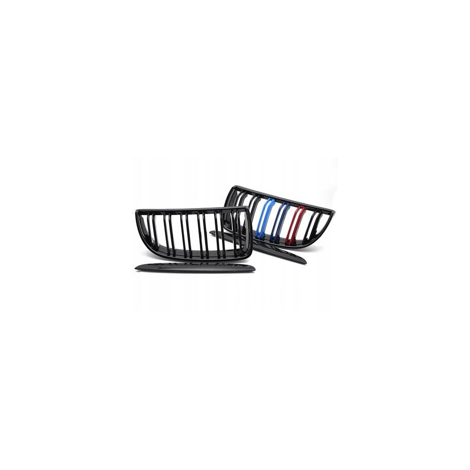 GRILL ATRAPA PRZEDNIA NERKI BMW E90 E91 05-08 GLOSSY BLACK TRI COLOUR