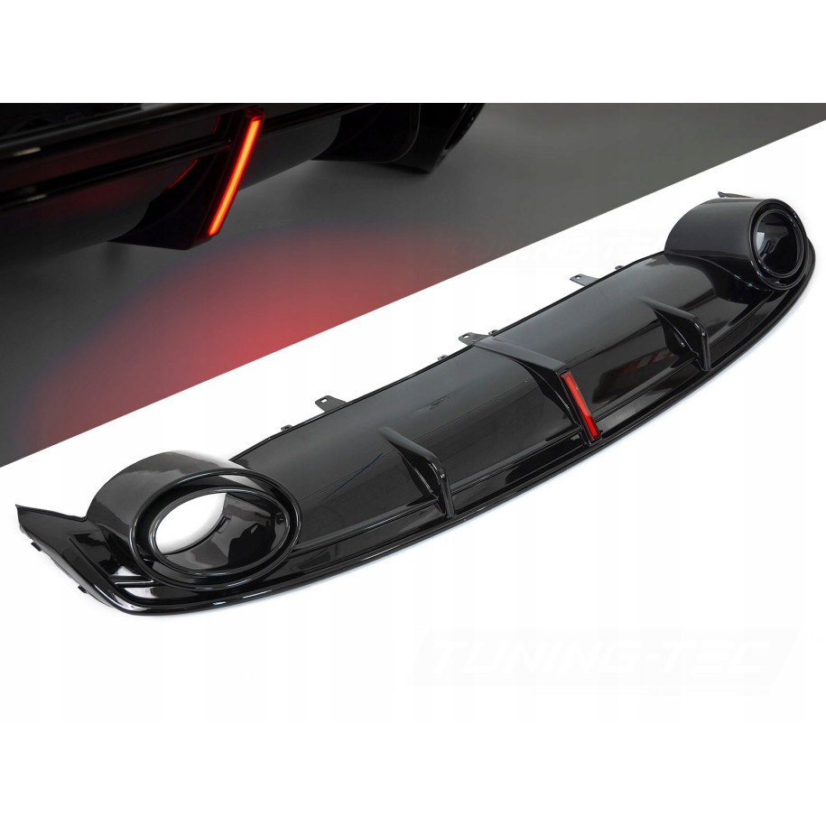 DYFUZOR ZDERZAKA TYLNEGO AUDI A7 C7 10-14 GLOSSY BLACK RS SPORT + LED STOP