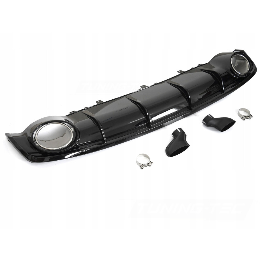 DYFUZOR ZDERZAKA TYLNEGO AUDI A7 C7 14-18 RS STYLE BLACK PODWÓJNY WYDECH