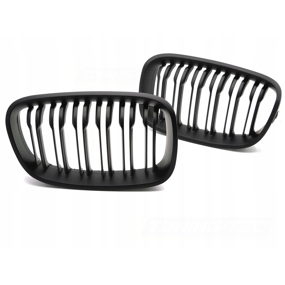 GRILL ATRAPA PRZEDNIA NERKI BMW F20 F21 11-14 MATT BLACK DOUBLE BAR