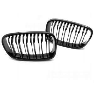 GRILL ATRAPA PRZEDNIA NERKI BMW F20 F21 11-14 GLOSSY BLACK DOUBLE BAR