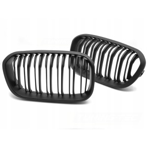 GRILL ATRAPA PRZEDNIA NERKI BMW 1 F20 F21 LCI 15-18 MATT BLACK DOUBLE BAR