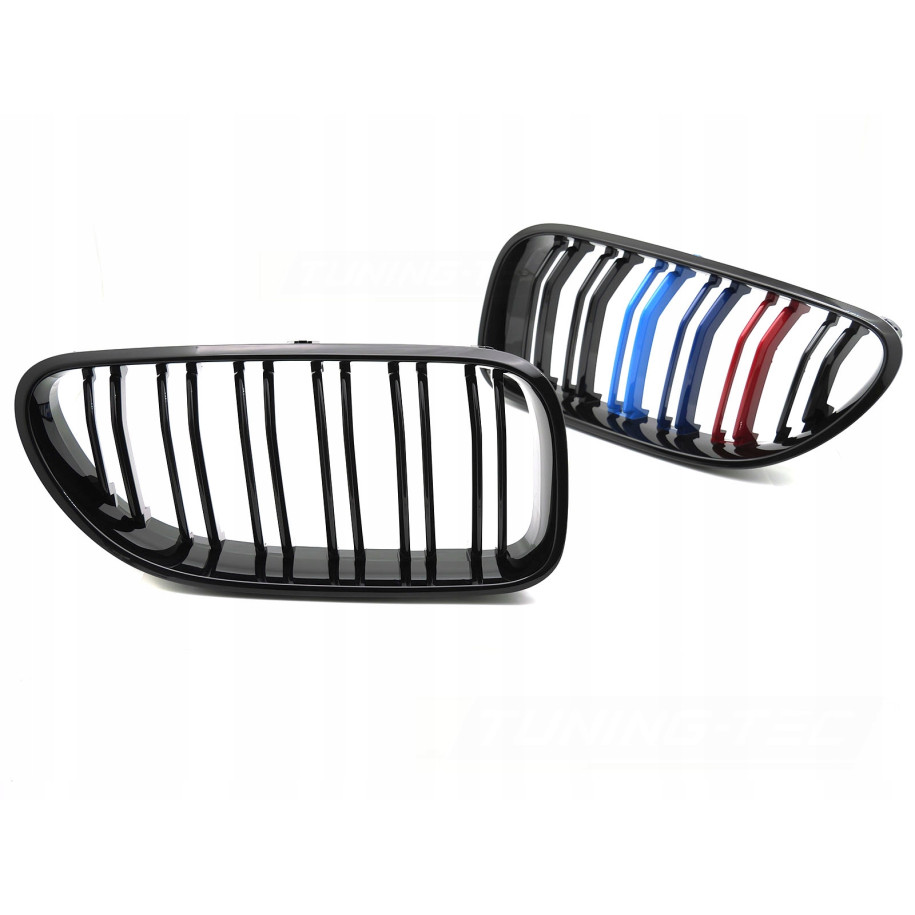ATRAPA GRILL NERKI BMW F12 / F13 11-18 GLOSSY BLACK TRI-COLOUR DOUBLE BAR