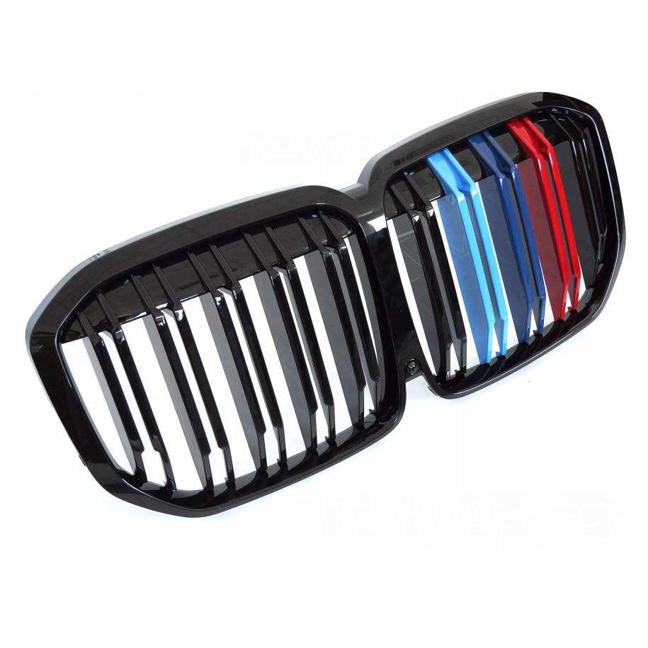 ATRAPA GRILL NERKI BMW X7 G07 18-22 GLOSSY BLACK TRI-COLOUR DOUBLE BAR