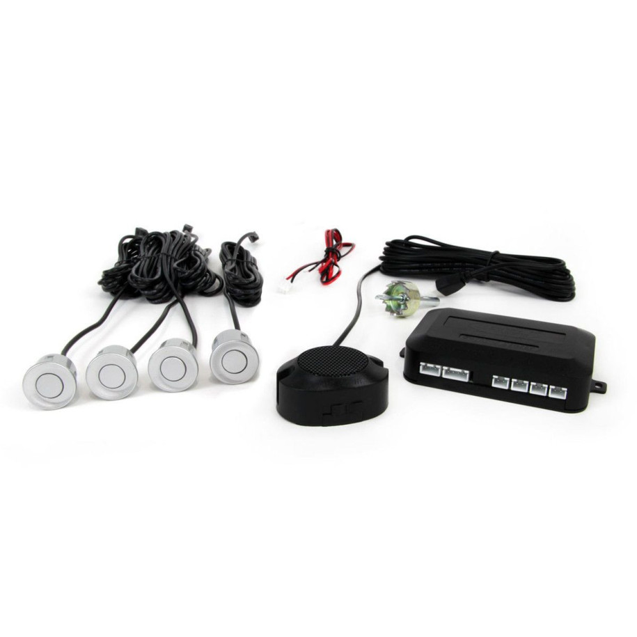 SREBRNE CZUJNIKI PARKOWANIA 4 SENSORY + SYGNAŁ DŹWIĘKOWY BUZZER