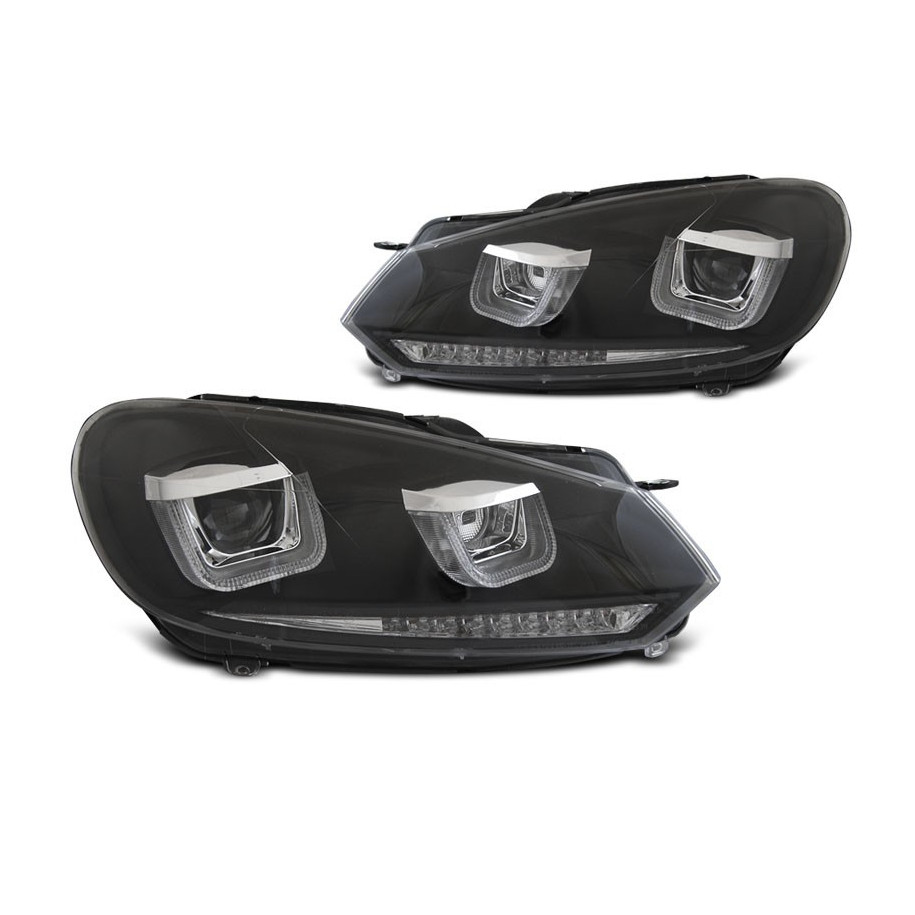 LAMPY REFLEKTORY VW GOLF VI 6 2008-12 U-LED DRL BLACK SEQ DTS