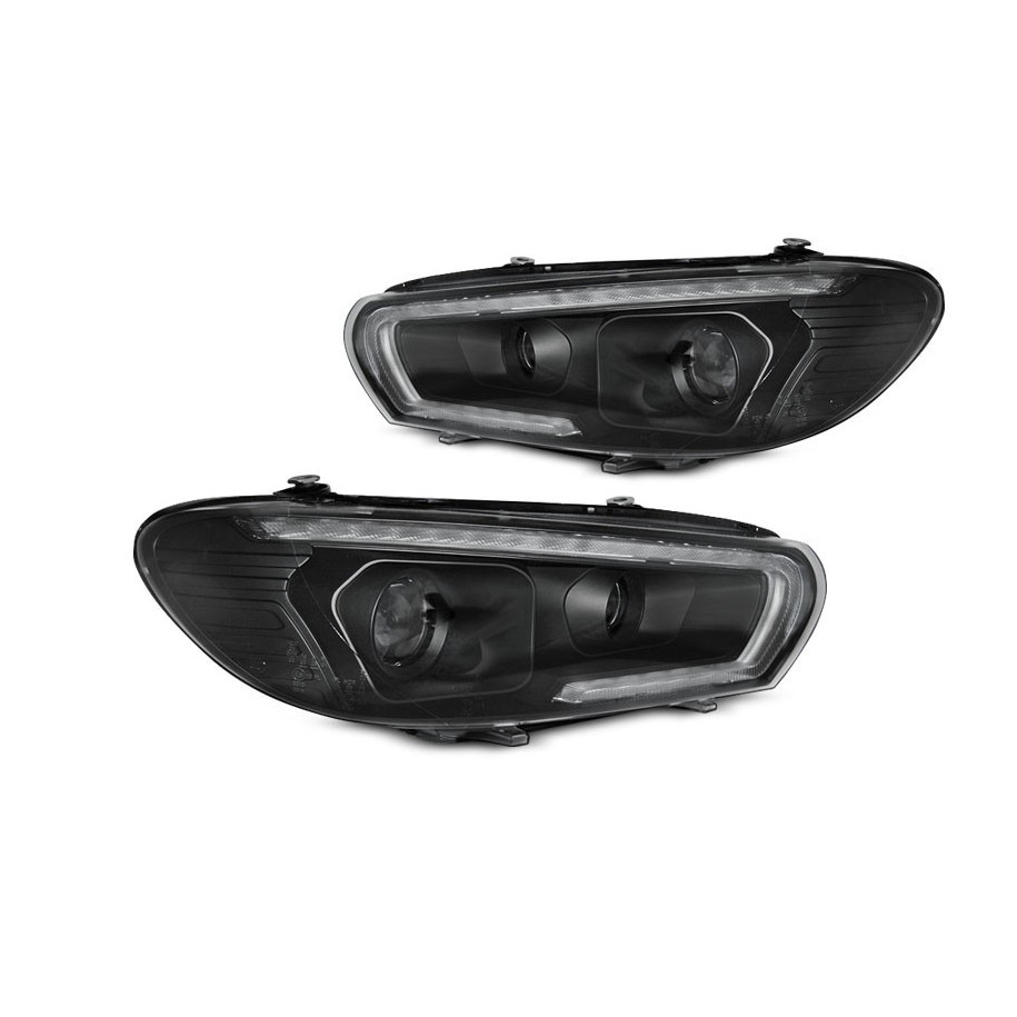 LAMPY REFLEKTORY VW SCIROCCO 2008-14 XENON TUBE LED BLACK DTS DRL