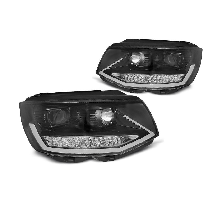 LAMPY REFLEKTORY VW T6 2015-19 BLACK CHROM  TUBE LED DRL DTS