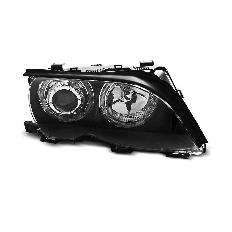 LAMPY BMW E46 01-05 SEDAN RINGI LED BLACK SOCZEWKI