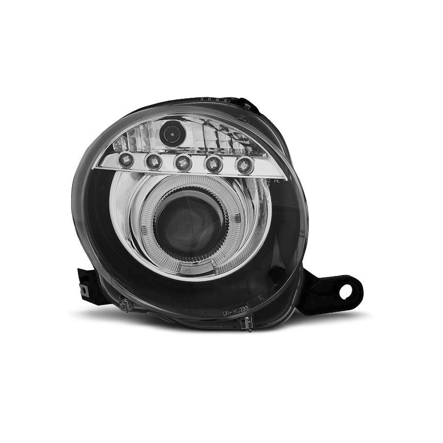 LAMPY REFLEKTORY FIAT 500 07- BLACK LED RINGI