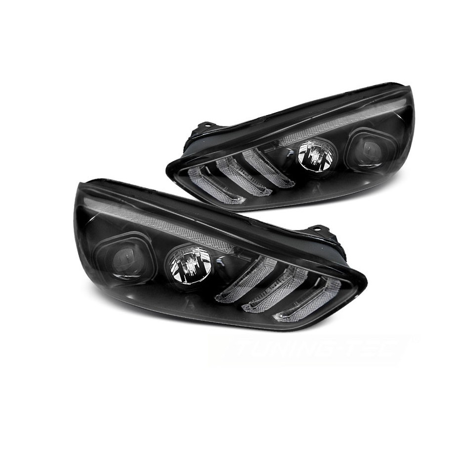 LAMPY FORD FOCUS MK3 15-18 BLACK LED DRL SEQ