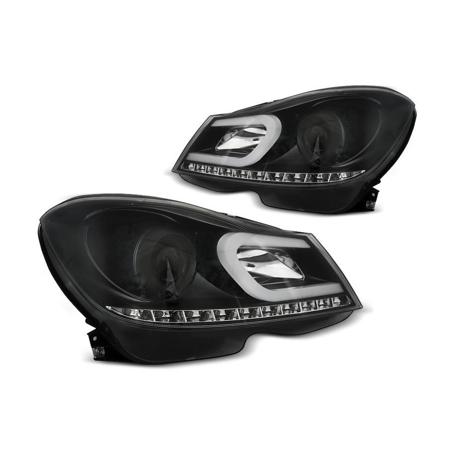 LAMPY PRZEDNIE MERCEDES W204 11-14 BLACK LED TUBE