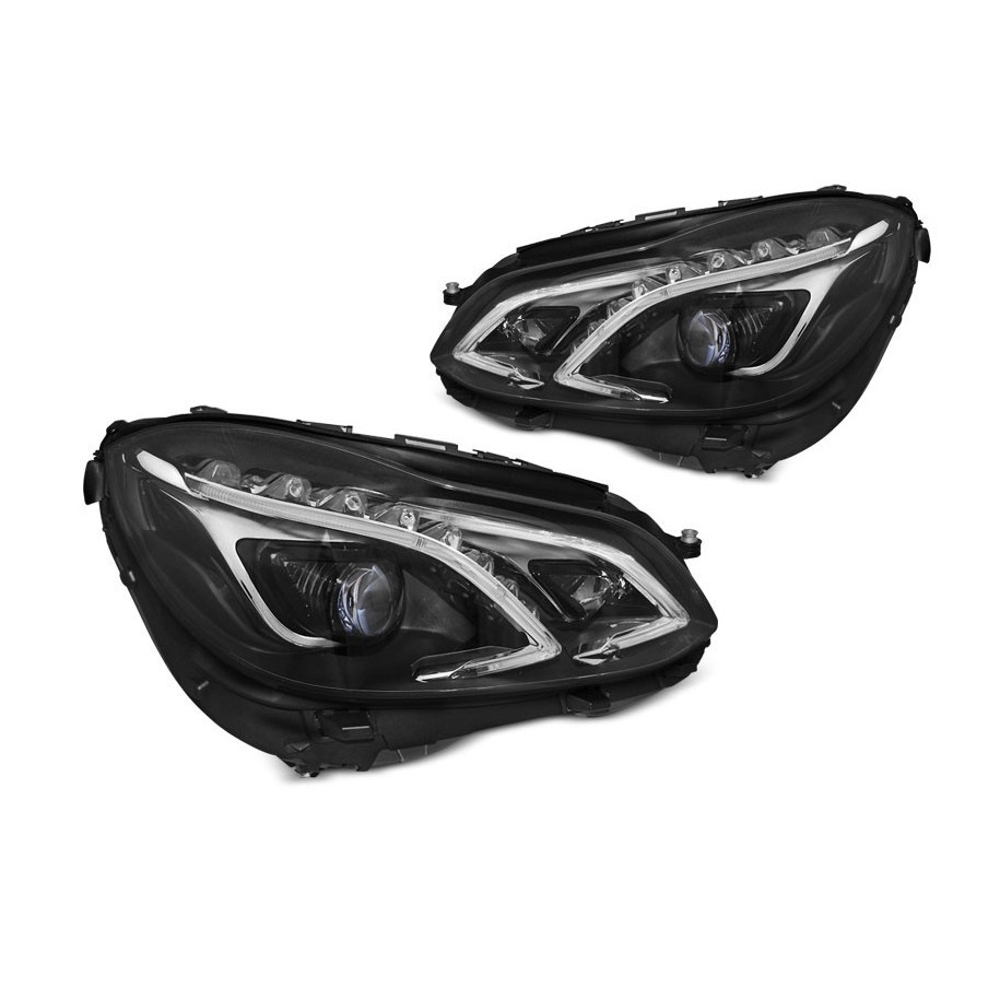 LAMPY MERCEDES W212 13-16 BLACK FULL LED LIFT DRL