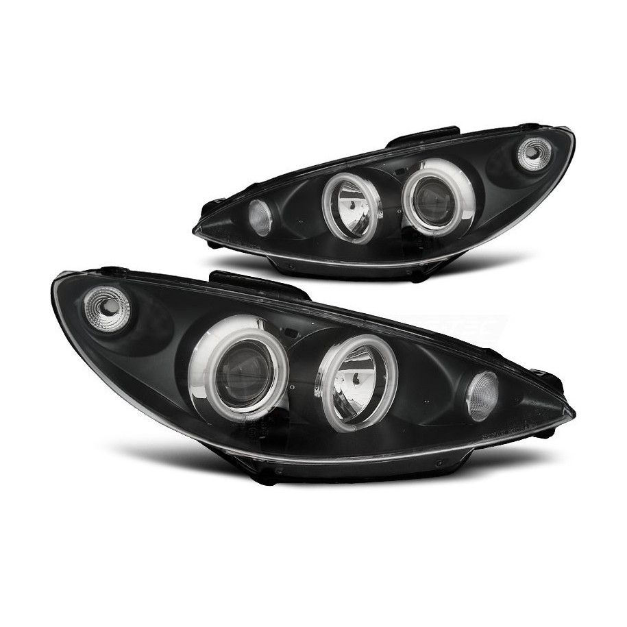 LAMPY REFLEKTORY PEUGEOT 206 2002- RINGI CCFL BLACK