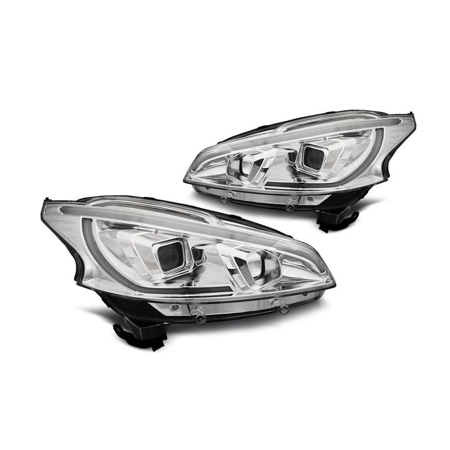 LAMPY REFLEKTORY PEUGEOT 208 2012-15 CHROME TUBE LED DRL