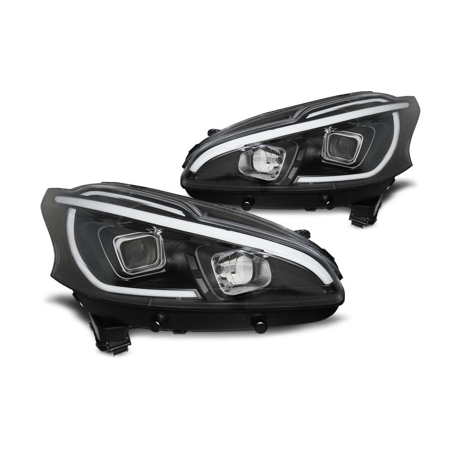 LAMPY REFLEKTORY PEUGEOT 208 2012-15 BLACK TUBE LED DRL