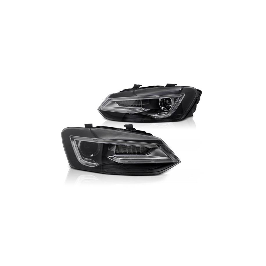 LAMPY REFLEKTORY VW POLO 09-17 LED DRL BLACK DTS - Części samochodowe Hansauto.pl