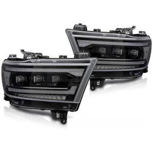 LAMPY REFLEKTORY DODGE RAM 1500 19 - 22 BLACK FULL LED DRL DTS - Części samochodowe Hansauto.pl